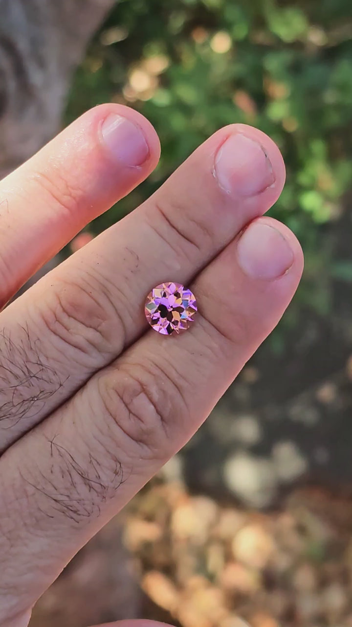 Padparadscha Erbium YAG, Traditional Round Brilliant Cut, 6.76 Carats