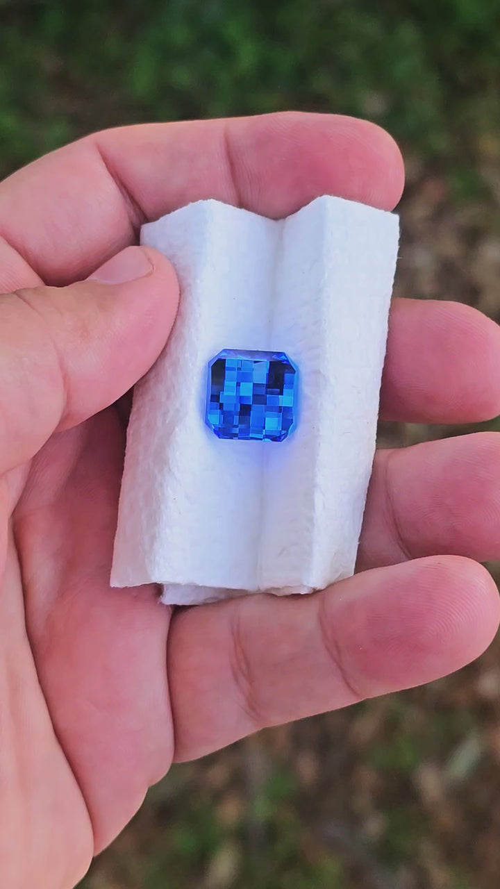 Czochralski Cobalt Spinel, Pixel Square Cut, 11.70 Carats