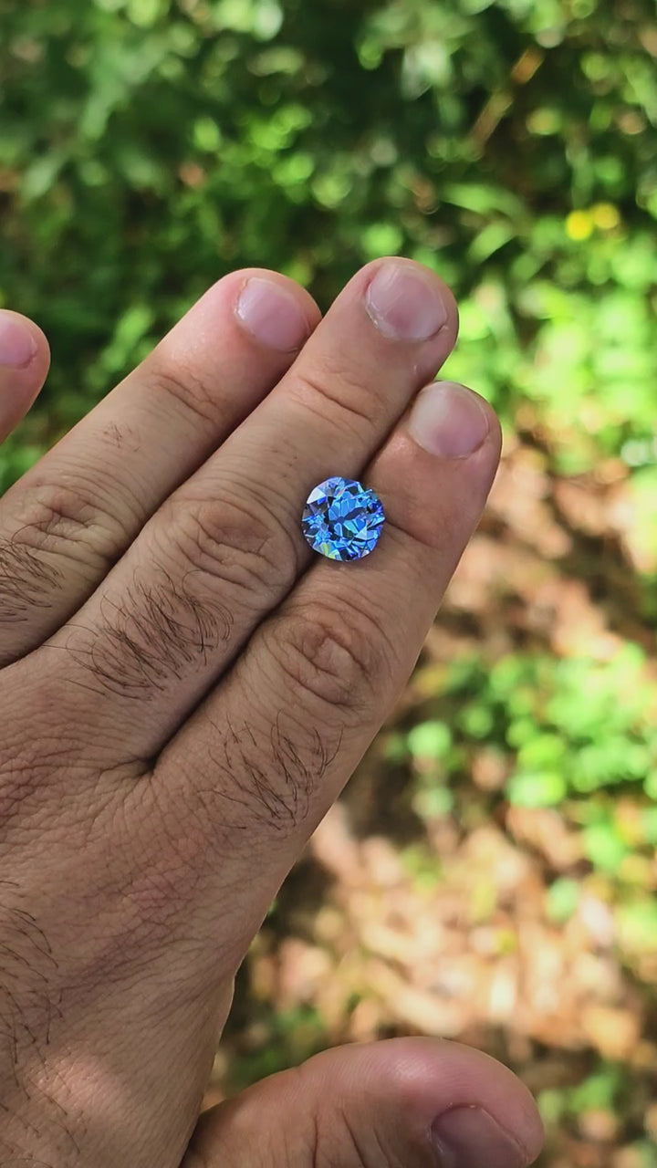 Cornflower Blue Lab Spinel, Antique Cushion Cut, 6.38 Carats