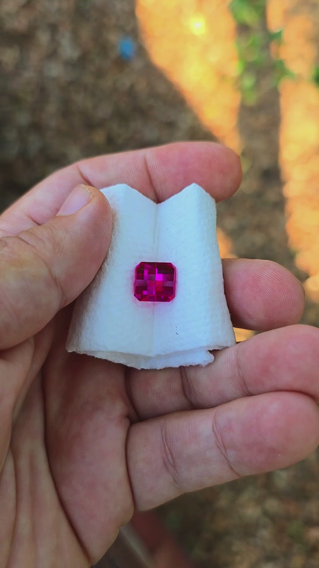 Fire Neon Pink Lab Sapphire, Pixel Square Cut, 6.62 Carats