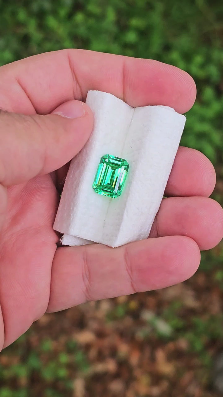Vivid Green Vanadium YAG, Emerald Cut, 5.59 Carats