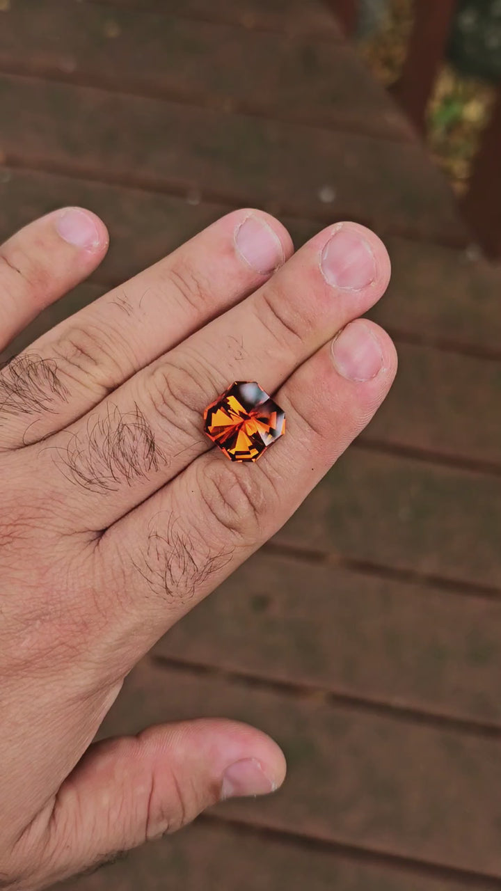 Whisky Orange Lab Sapphire, Tessellation Cut, 15.82 Carats