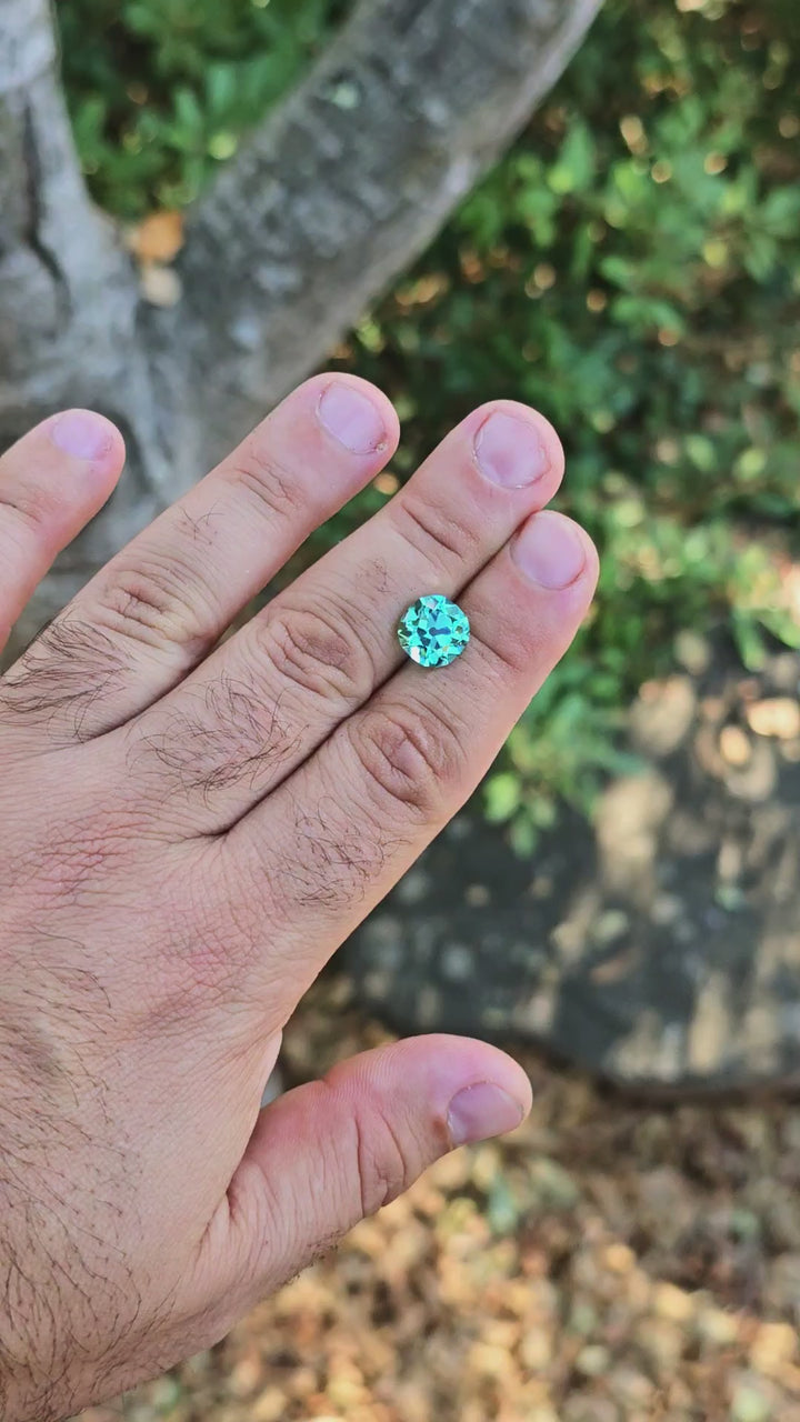 Cobalt Teal Lab Sapphire, Antique Cushion Cut, 5.37 Carats