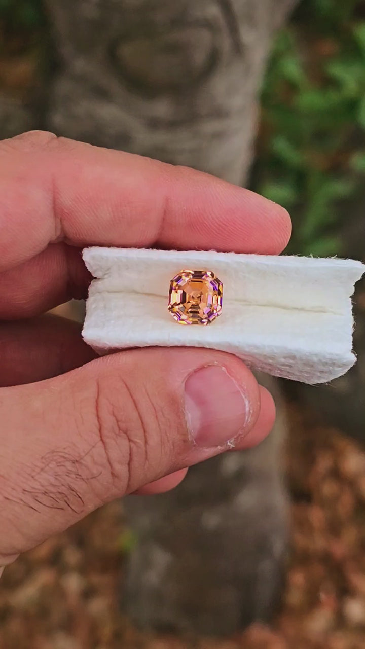 High Concentration Padparadscha Erbium YAG, Asscher Cut, 9.63 Carats