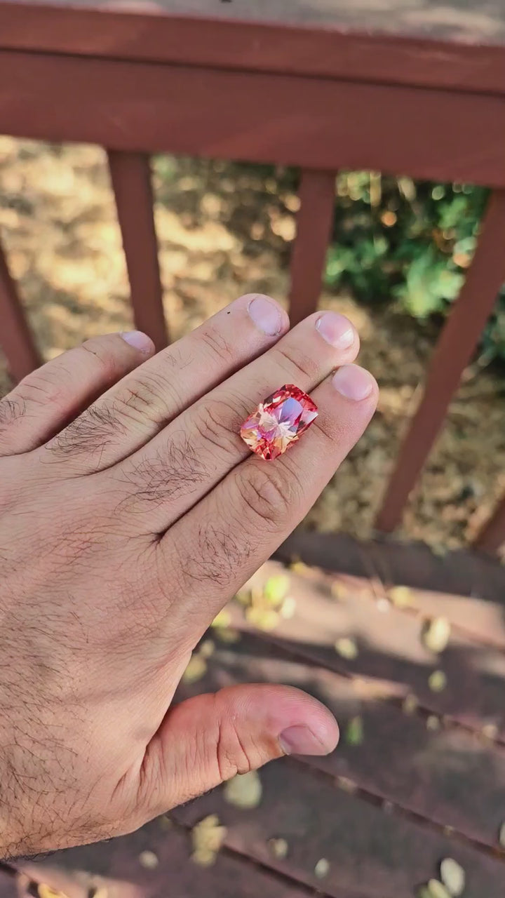 Light Orange Padparadscha Lab Sapphire, House Of Sylas Long Cushion Cut, 26.8 Carats