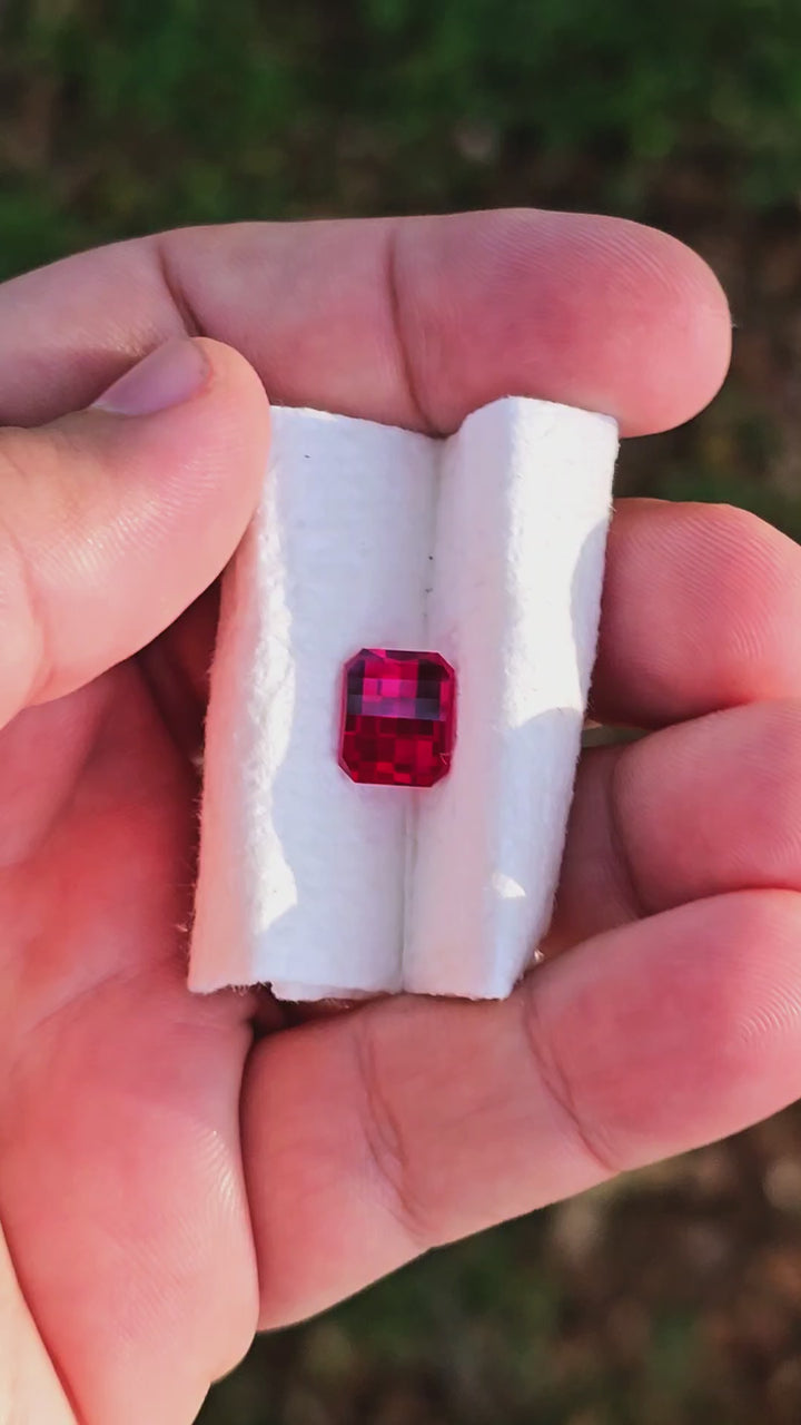 Pigeon Blood Lab Spinel, Pixel Rectangle Cut, 4.40 Carats