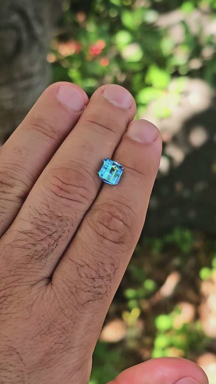 Blue Cobalt YAG, Pixel Square Cut, 4.08 Carats