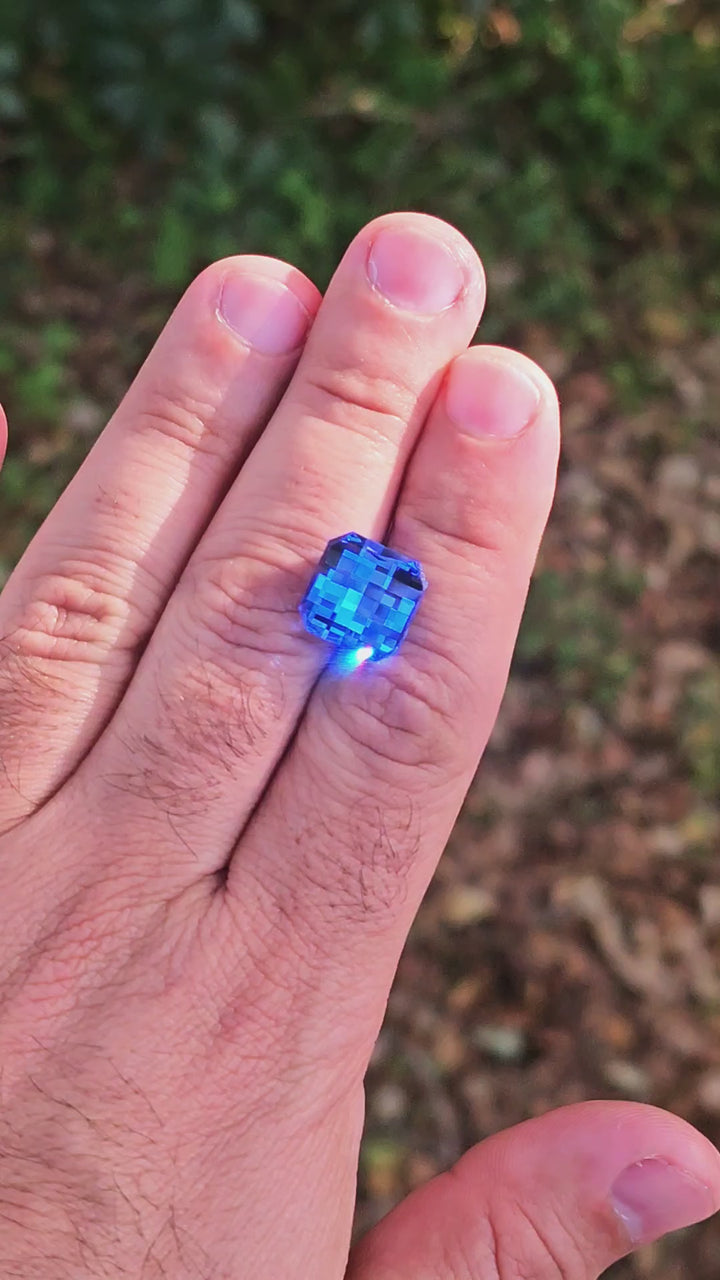 Czochralski Cobalt Spinel, Pixel Square Cut, 11.70 Carats