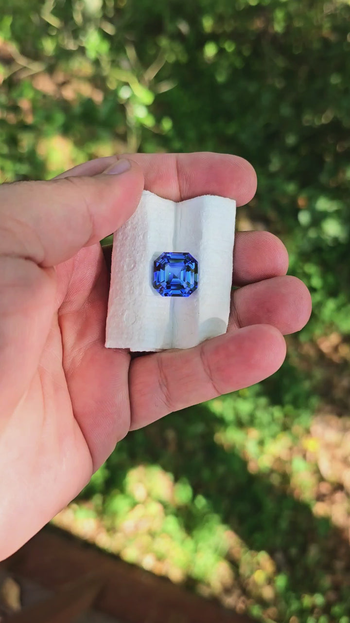 Blue Czochralski Lab Sapphire, Asscher Cut, 18.90 Carats