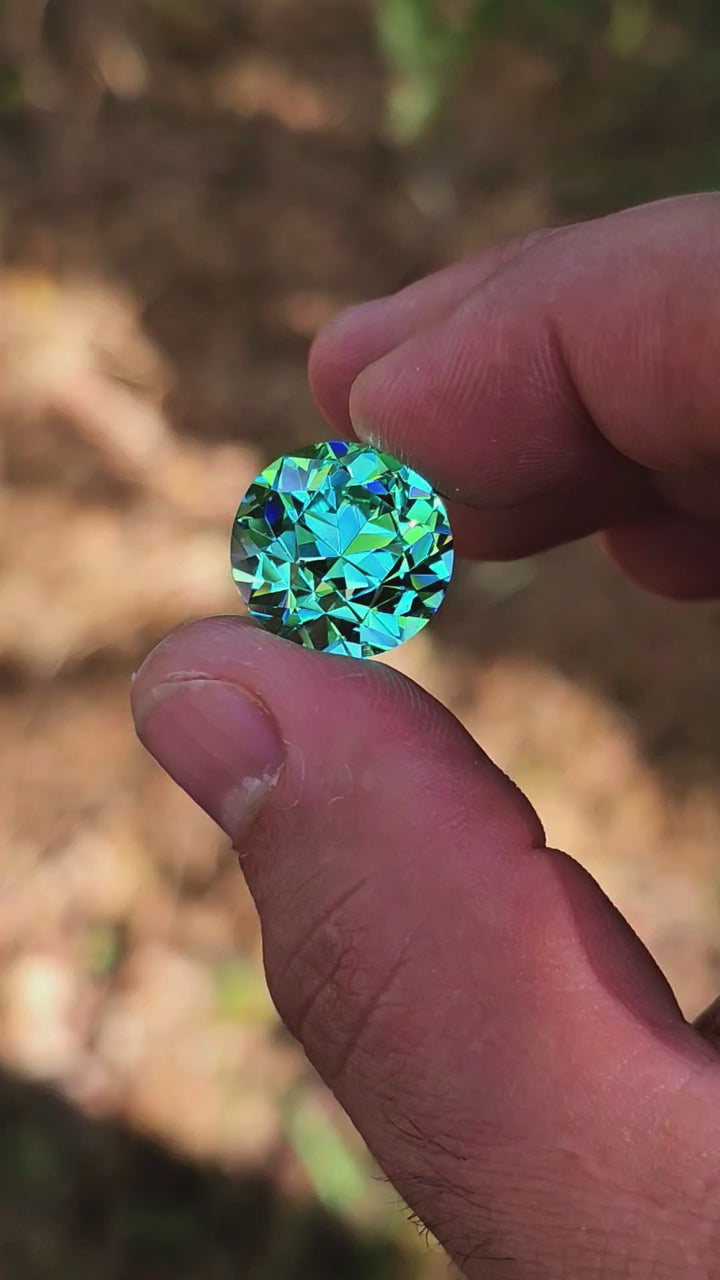 Pastel Mint Laser Garnet, Traditional Round Brilliant Cut, 26.7 Carats