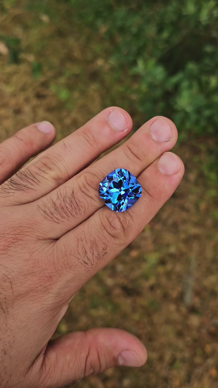 Cornflower Blue Lab Spinel, Antique Cushion Cut, 32.15 Carats