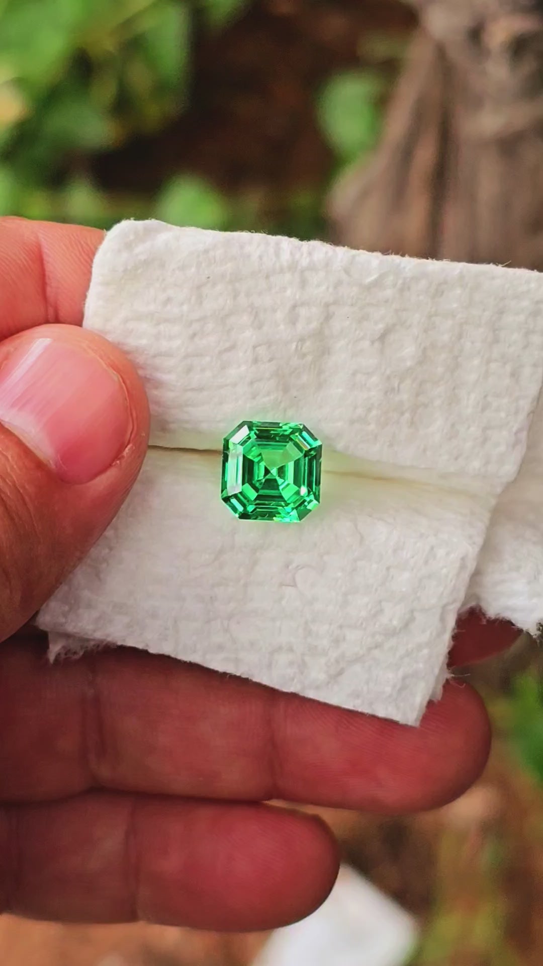 Vivid Green Vanadium YAG, Asscher Cut,  6.15 Carats