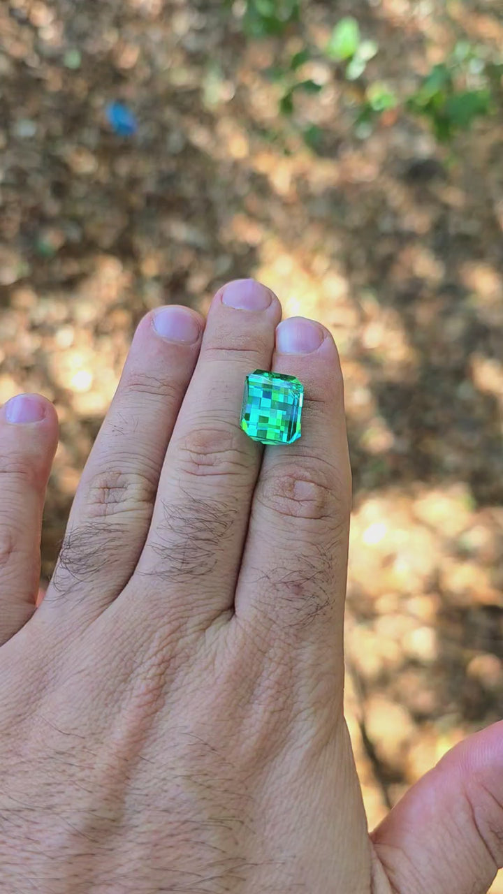 Repurposed Teal "Paraiba" YAG, Pixel Rectangle Cut, 22.60 Carats