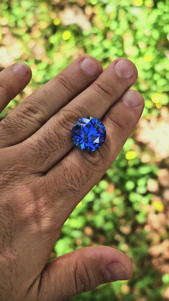 Vivid Blue Lab Spinel, Traditional Round Brilliant Cut, 29.45 Carats