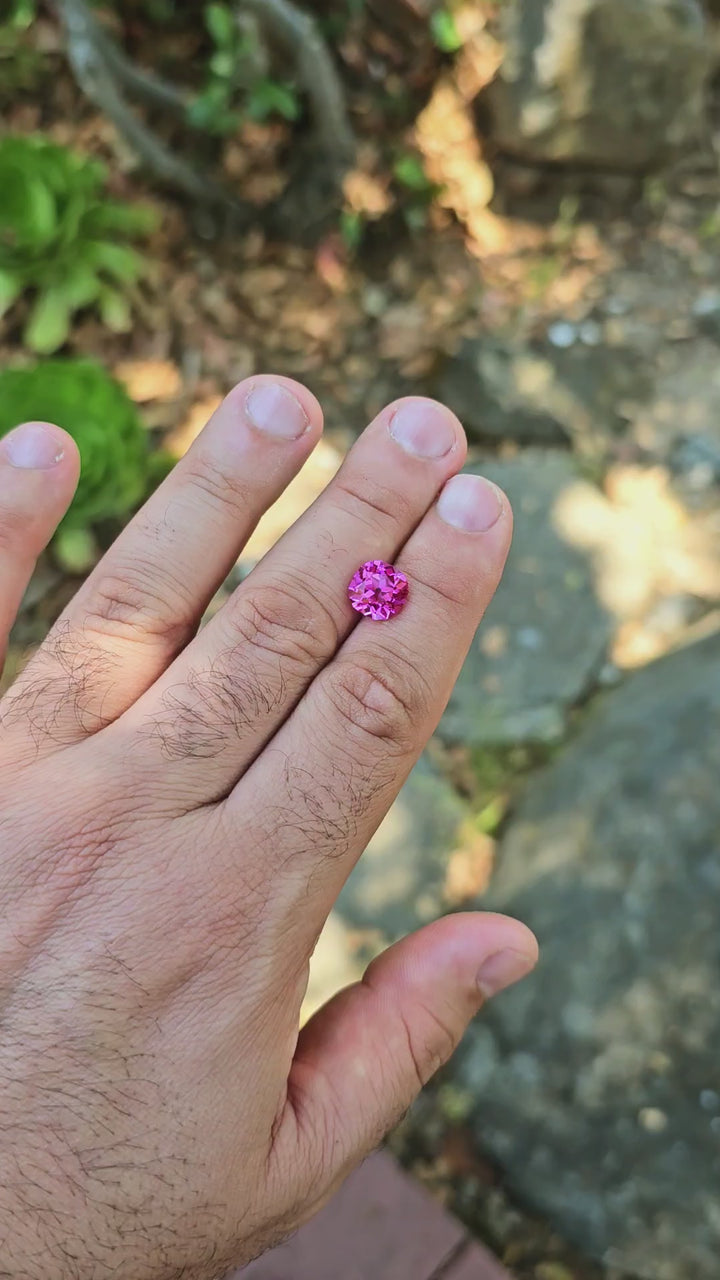 Vivid Lilac Czochralski Lab Spinel, Antique Cushion Cut, 4.28 Carats