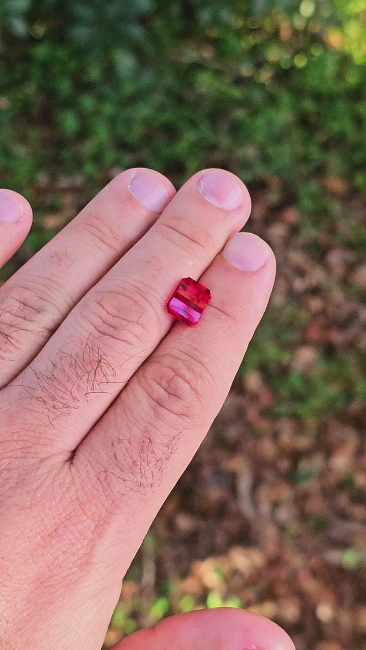 Pigeon Blood Lab Spinel, Pixel Rectangle Cut, 4.40 Carats