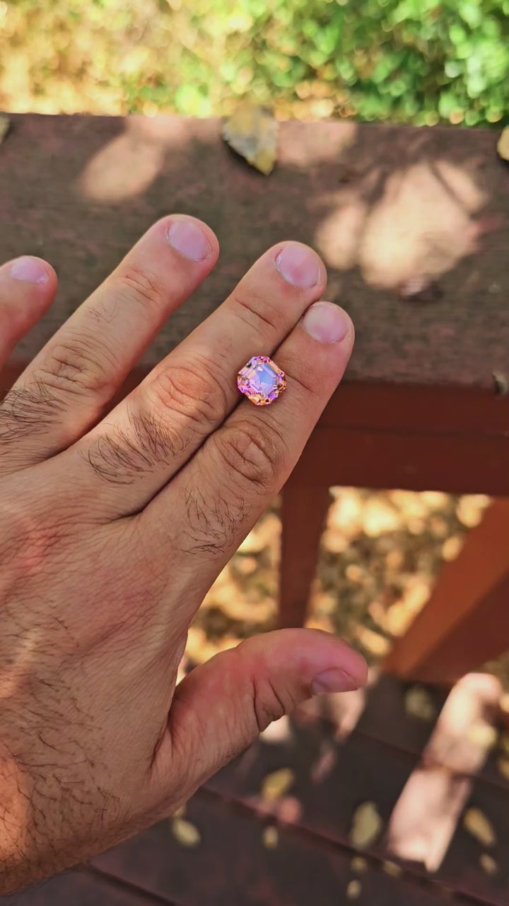 High Concentration Padparadscha Erbium YAG, Asscher Cut, 10.45 Carats