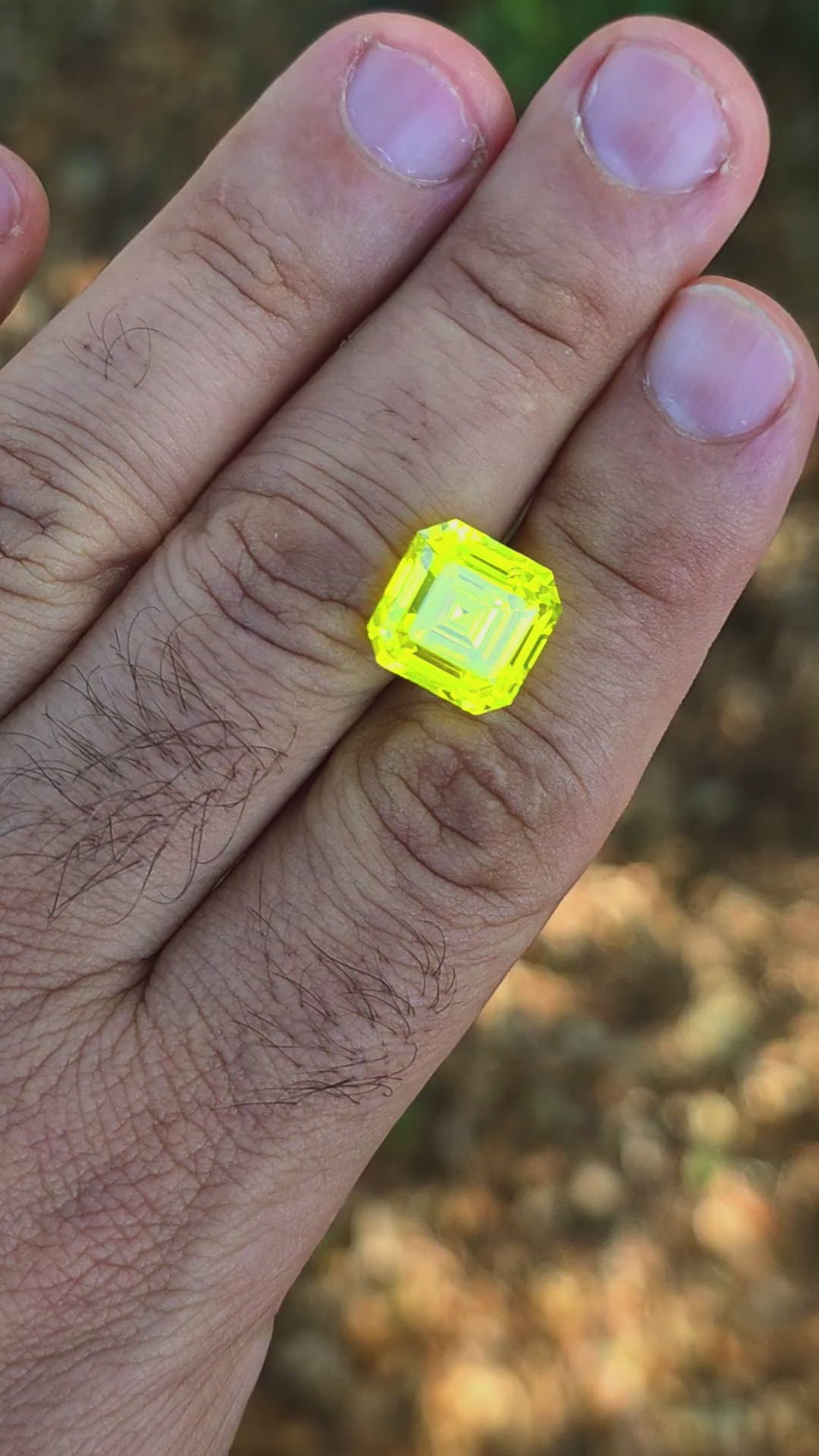 "Ultra" Glow In The Dark Lab Garnet, Asscher Cut, 21.16 Carats