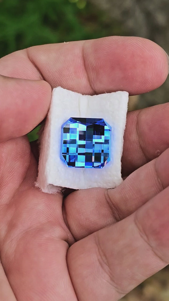 Cornflower Blue Lab Spinel, Pixel Square Cut, 16.49 Carats