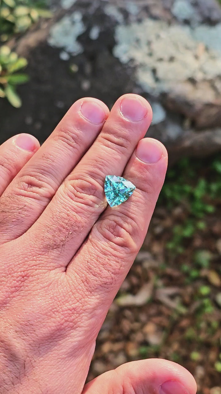 Cobalt Teal Lab Sapphire, Trillian Internal Reflections Cut, 9.19 Carats