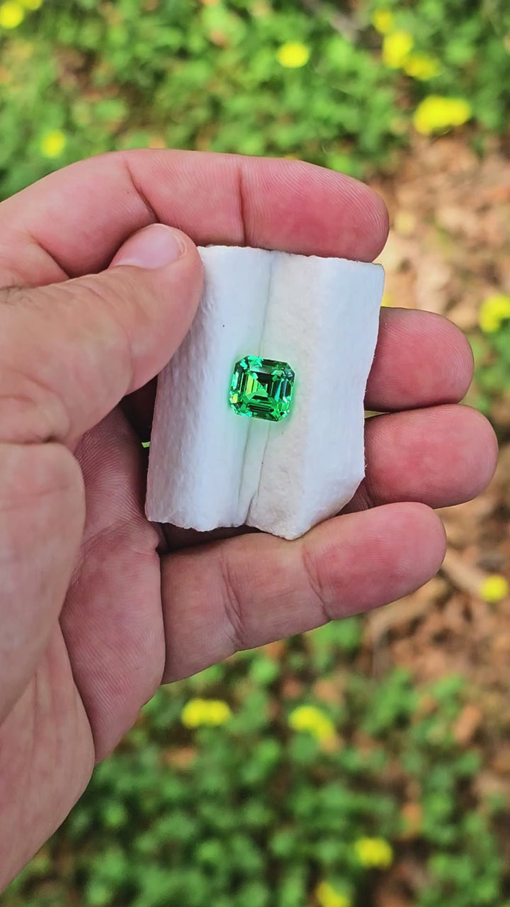 Vivid Green Vanadium YAG, Asscher Cut, 8.24 Carats