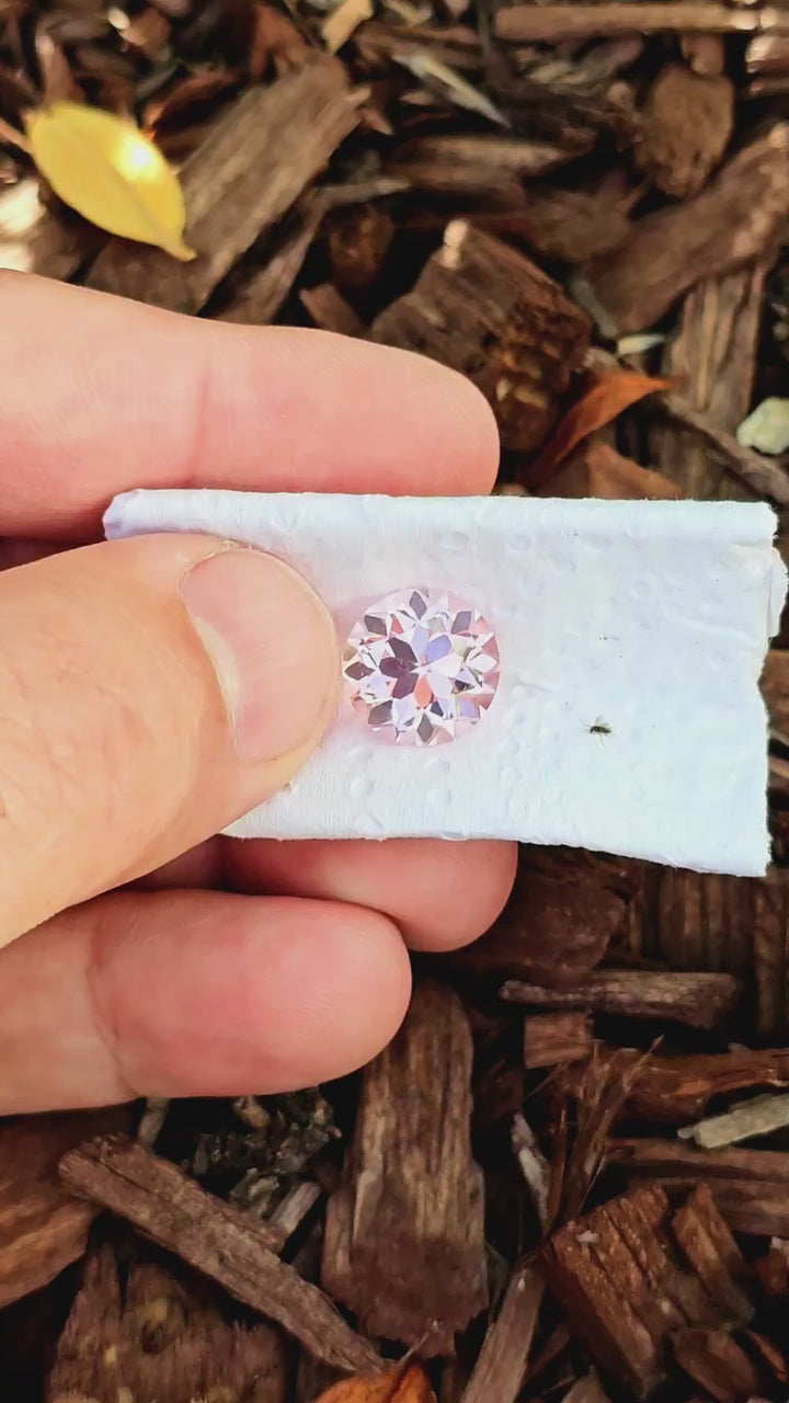 Peachy ๐ "Morganite" Colored Lab Sapphire, Traditional Round Brilliant Cut, 8.00 Carats