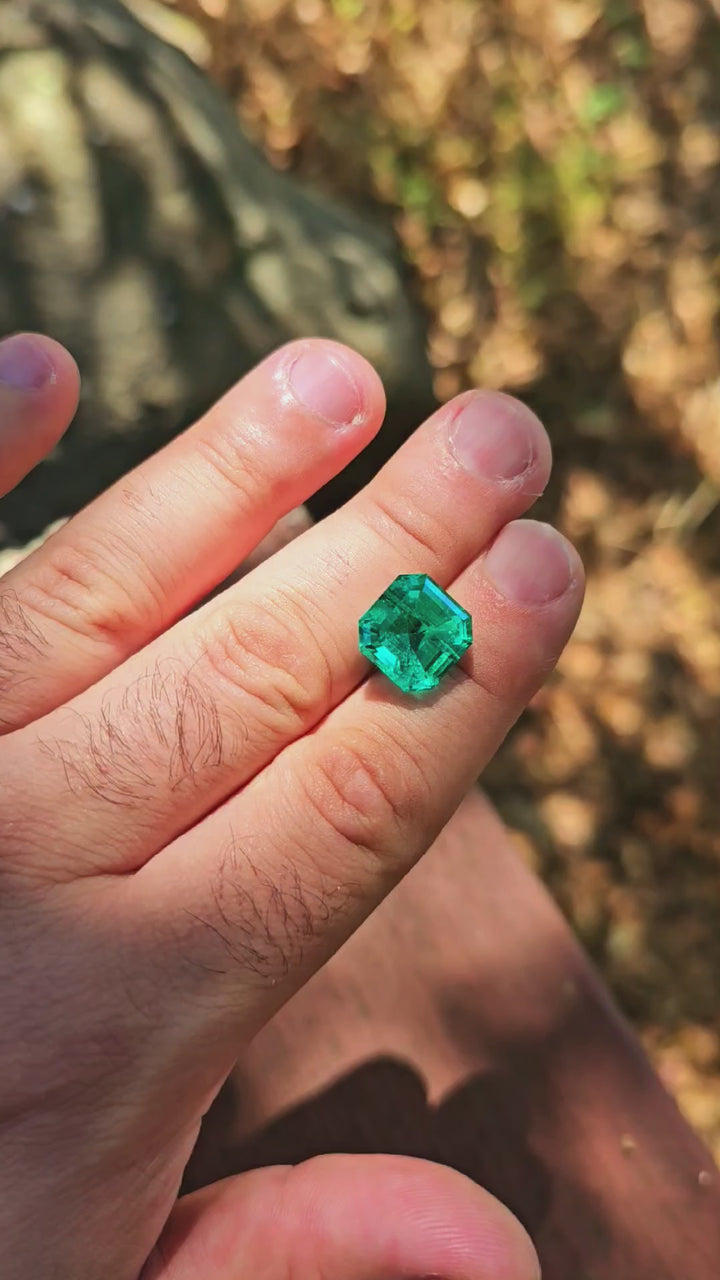 Colombian Color Green Lab Emerald, Asscher Cut, 9.43 Carats