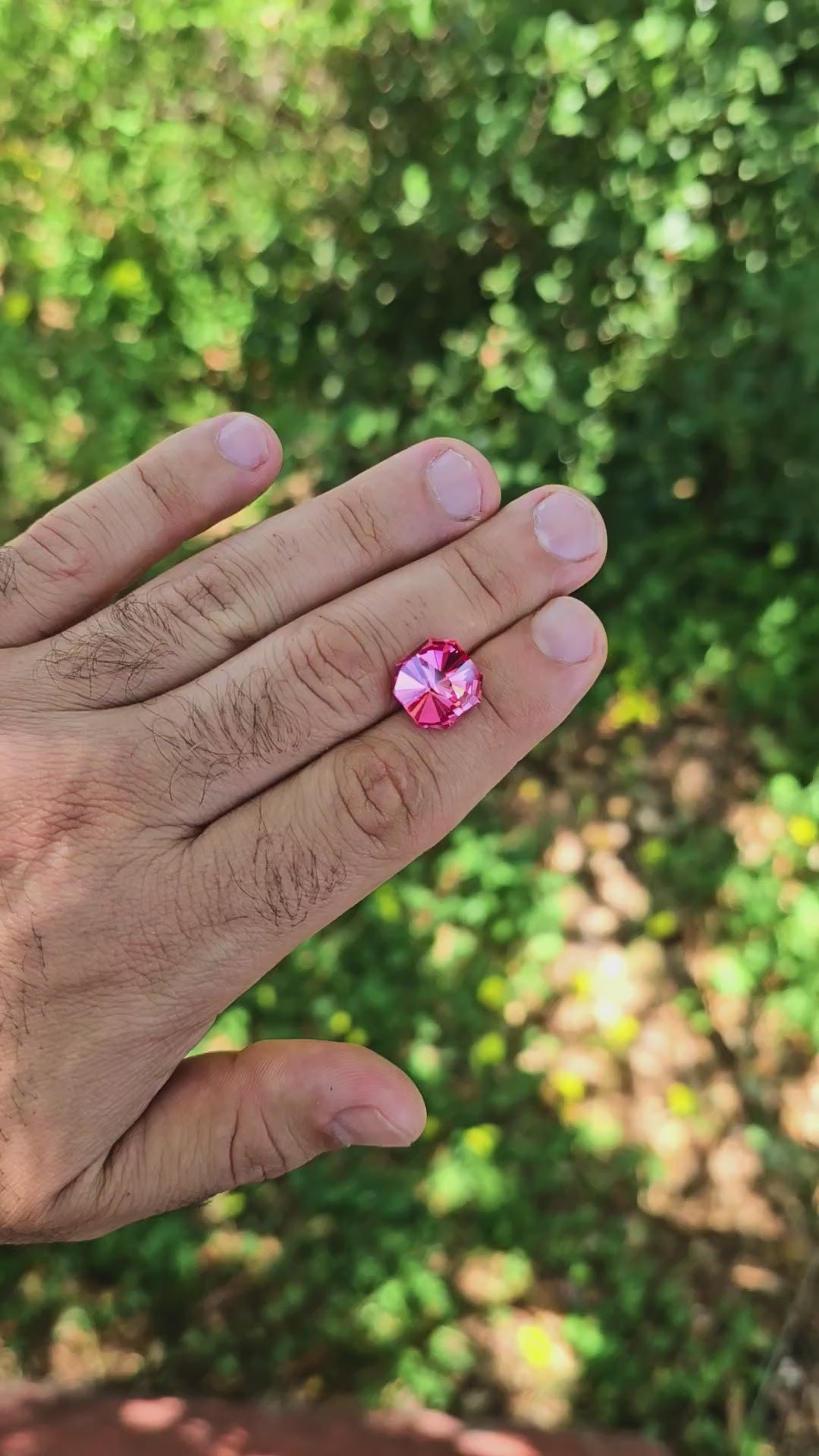 Fire Padparadscha Lab Sapphire, Tessellation Cut, 10.99 Carats
