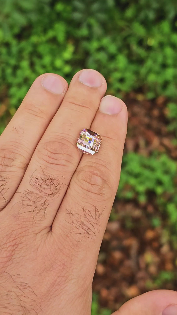 Padparadscha Erbium YAG, Pixel Square Cut, 9.38 Carats