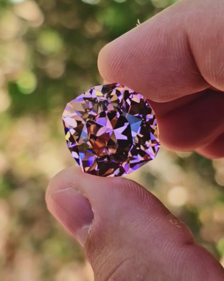 Soviet Era Padparadscha Erbium YAG, House Of Sylas Cushion Cut, 40.95 Carats