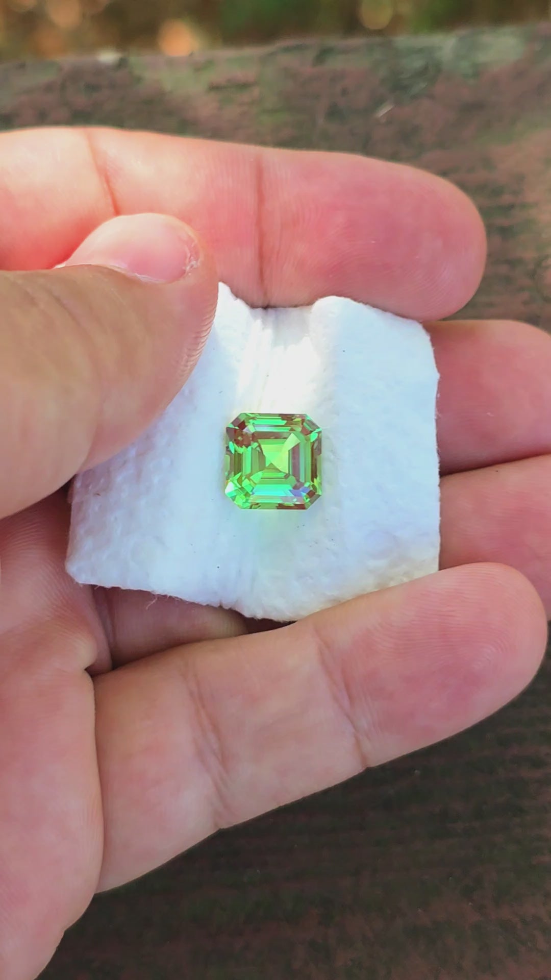 Czochralski Green and Red Christmas Garnet, Asscher Cut, 6.74 Carats