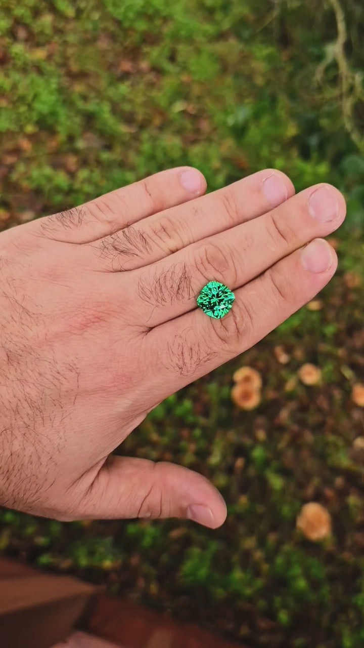 Vivid Green Vanadium YAG, House Of Sylas Cushion Cut, 10.65 Carats