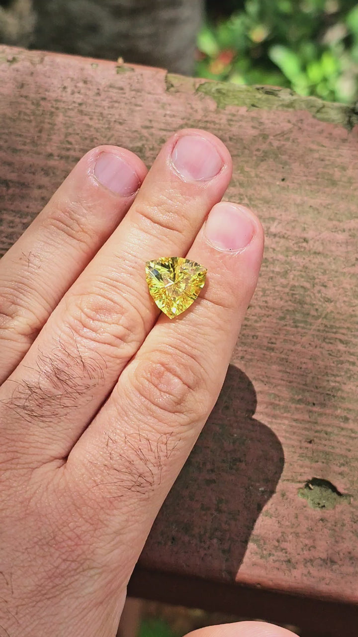 Yellow Lab Sapphire, Trillian Internal Reflections Cut, 10.31 Carats