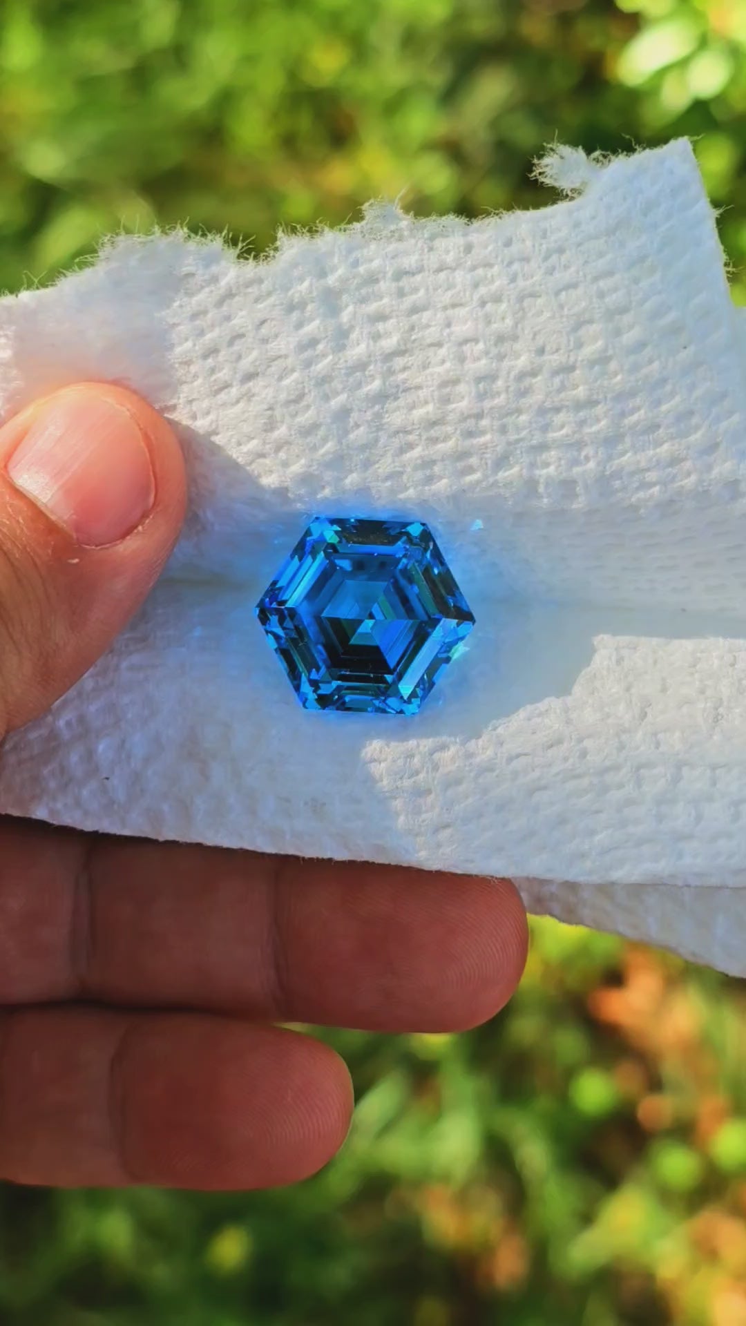 Blue Cobalt YAG, Hexagon Step Cut, 39.4 Carats