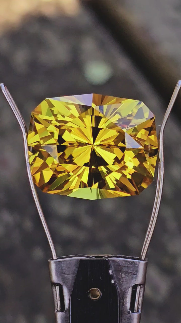Yellow Czochralski Lab Sapphire, House Of Sylas Long Cushion Cut, 27.1 Carats