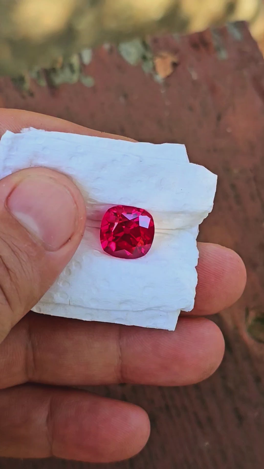 Pigeon Blood Lab Spinel, Antique Cushion Cut, 7.24 Carats