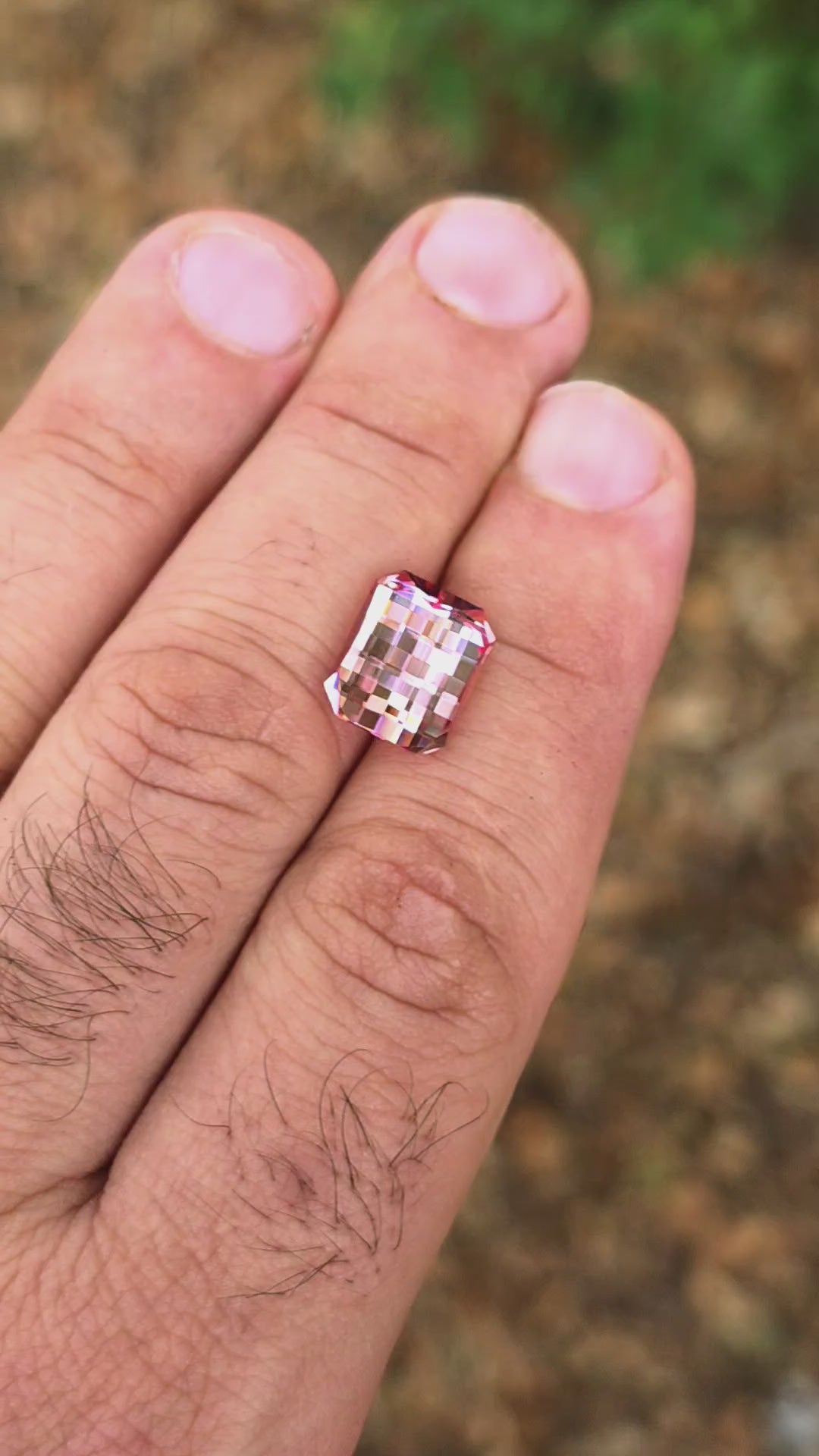 Czochralski Titanium Pink Sapphire, Pixel Rectangle Cut, 7.50 Carats
