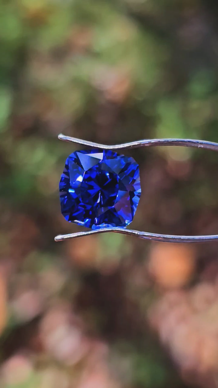 Blue Czochralski Lab Sapphire, House Of Sylas Cushion Cut, 8.3 Carats
