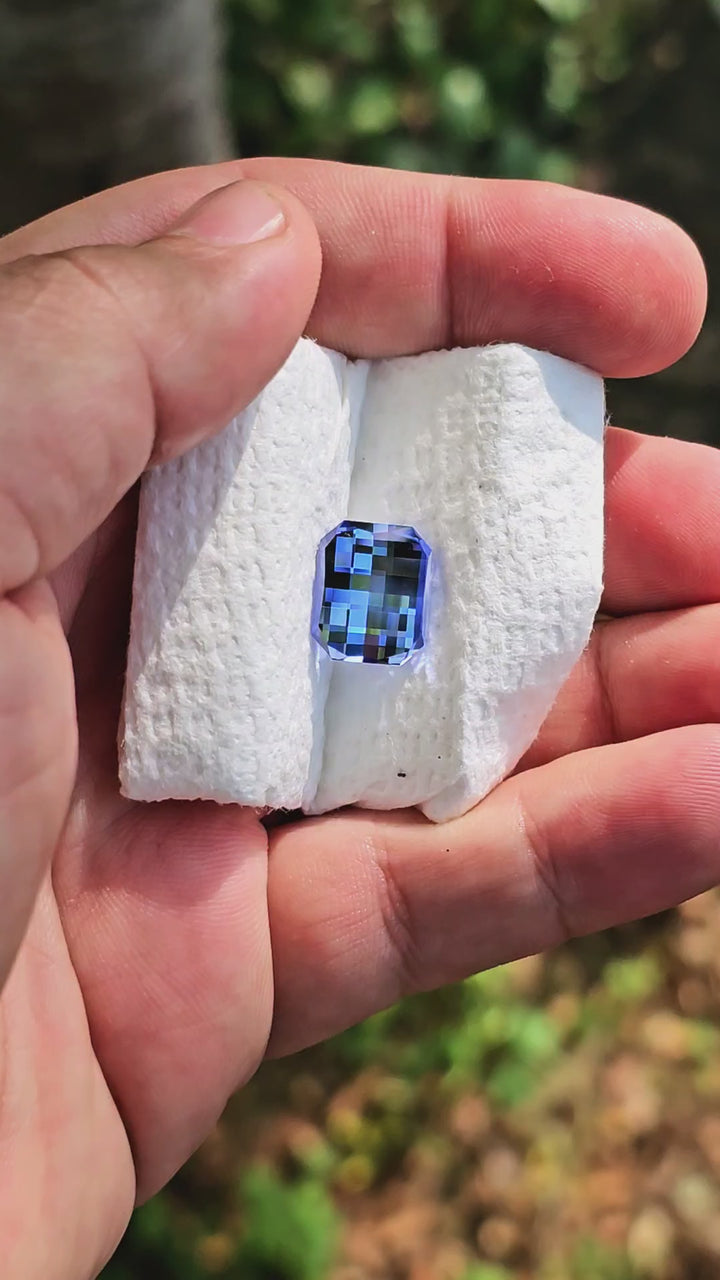Blue Czochralski Lab Sapphire, Pixel Rectangle Cut, 9.50 Carats