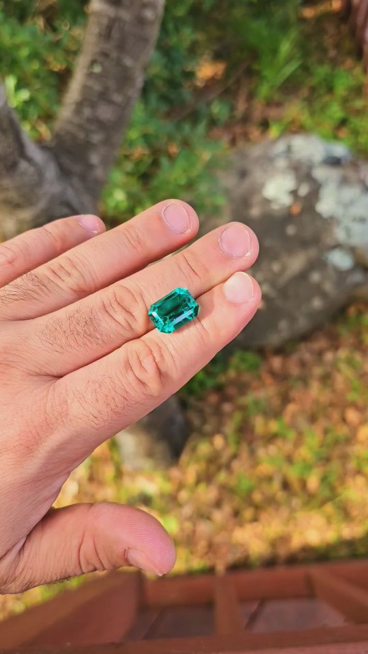 Colombian Color Green Lab Emerald, Emerald Cut, 10.13 Carats