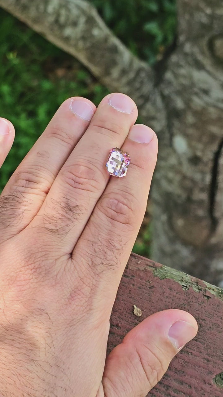 Lilac Purple Czochralski Lab Sapphire, Pixel Rectangle Cut, 7.80 Carats