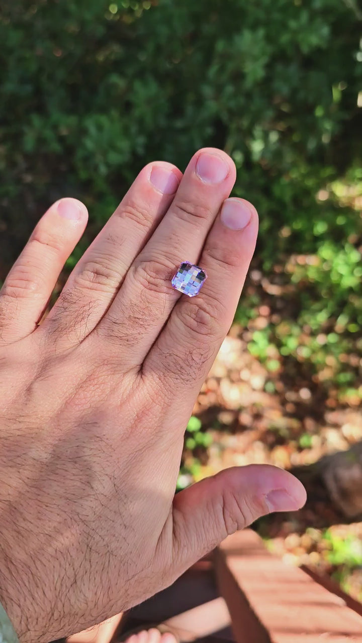 Purple Neodymium YAG, Pixel Square Cut, 8.46 Carats