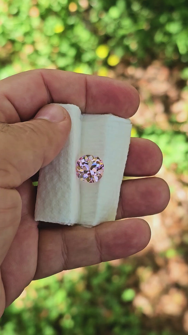 Pinkish Peach Padparadscha Lab Sapphire, Antique Cushion Cut, 8.42 Carats
