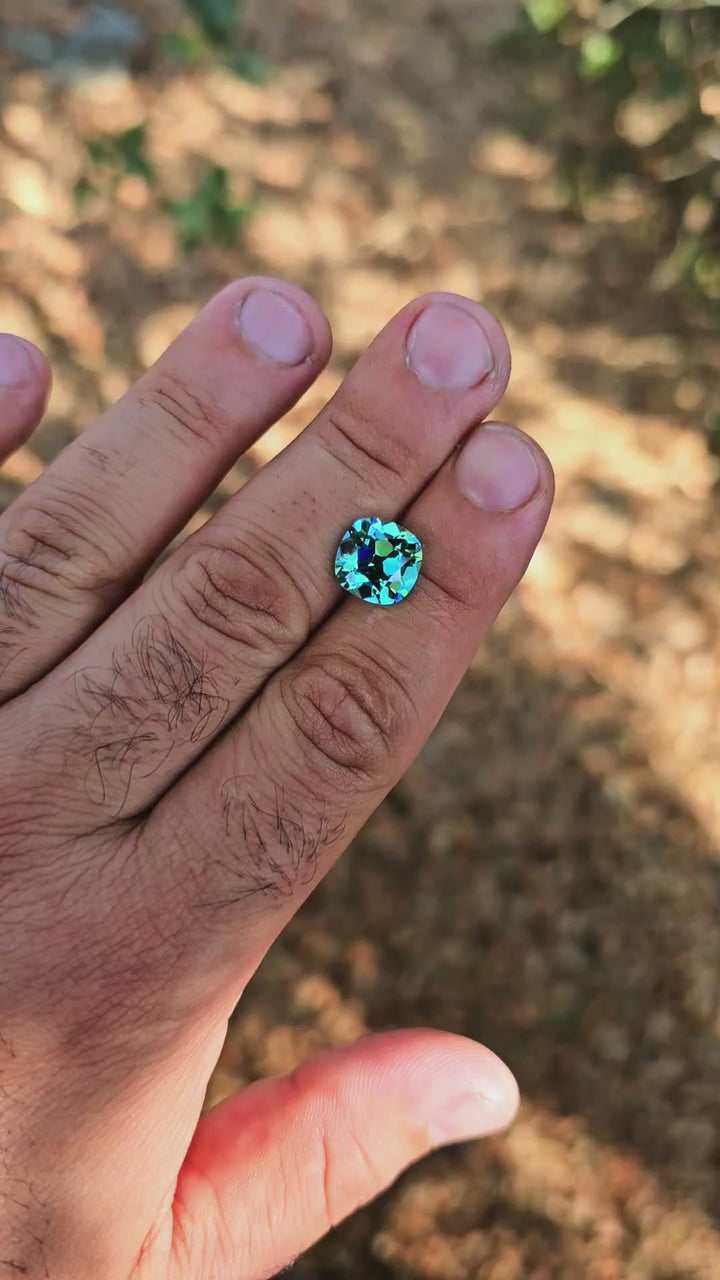 Teal "Paraiba" YAG, Antique Cushion Cut, 8.92 Carats