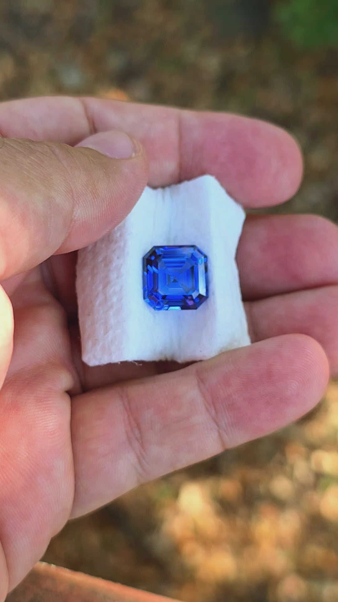 Blue Czochralski Lab Sapphire, Asscher Cut, 9.27 Carats
