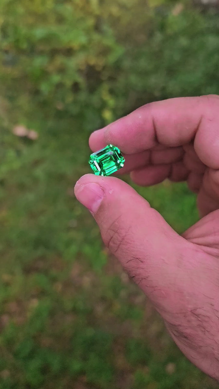 Vivid Green Vanadium YAG, Emerald Cut,  15.3 Carats