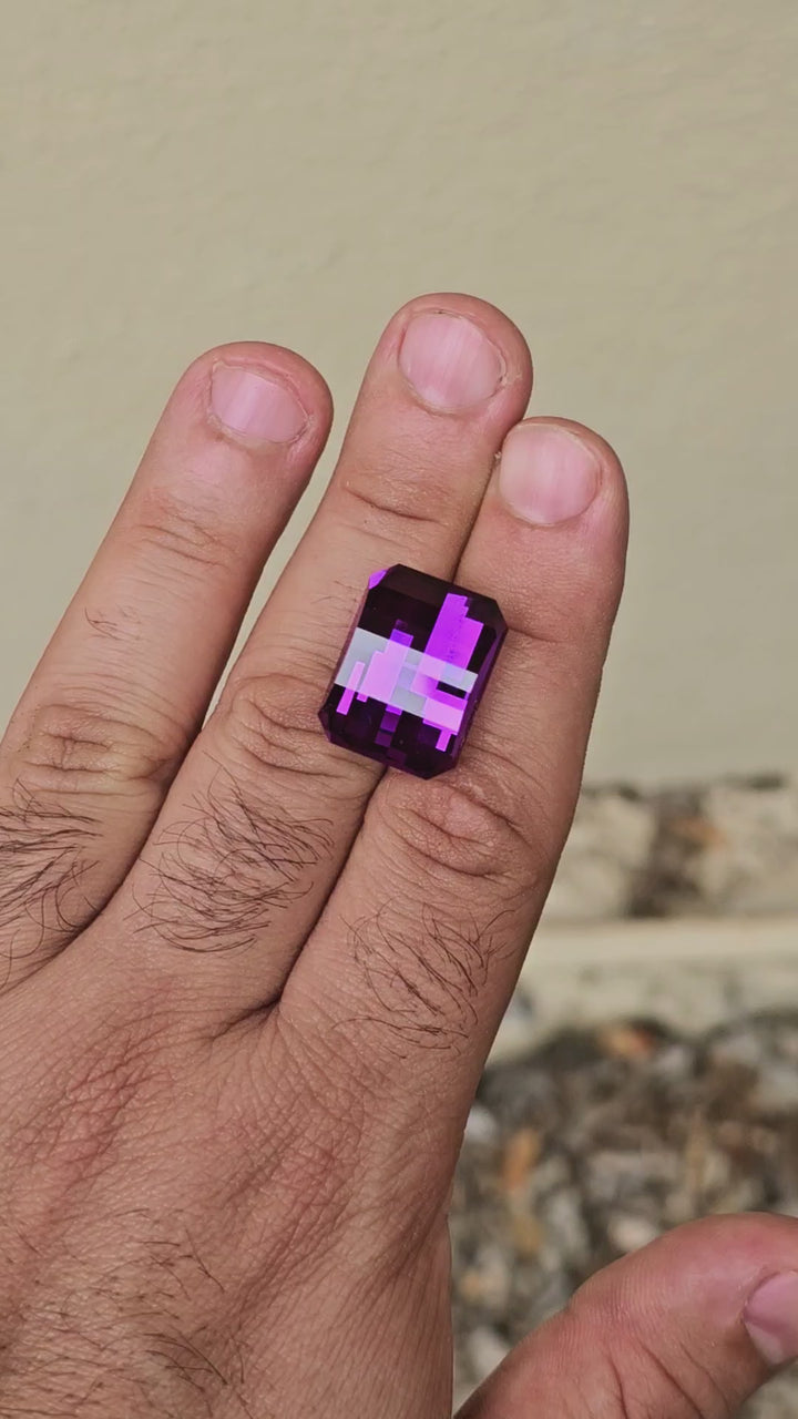 Purple Czochralski Lab Sapphire, Pixel Rectangle Cut, 40.5 Carats