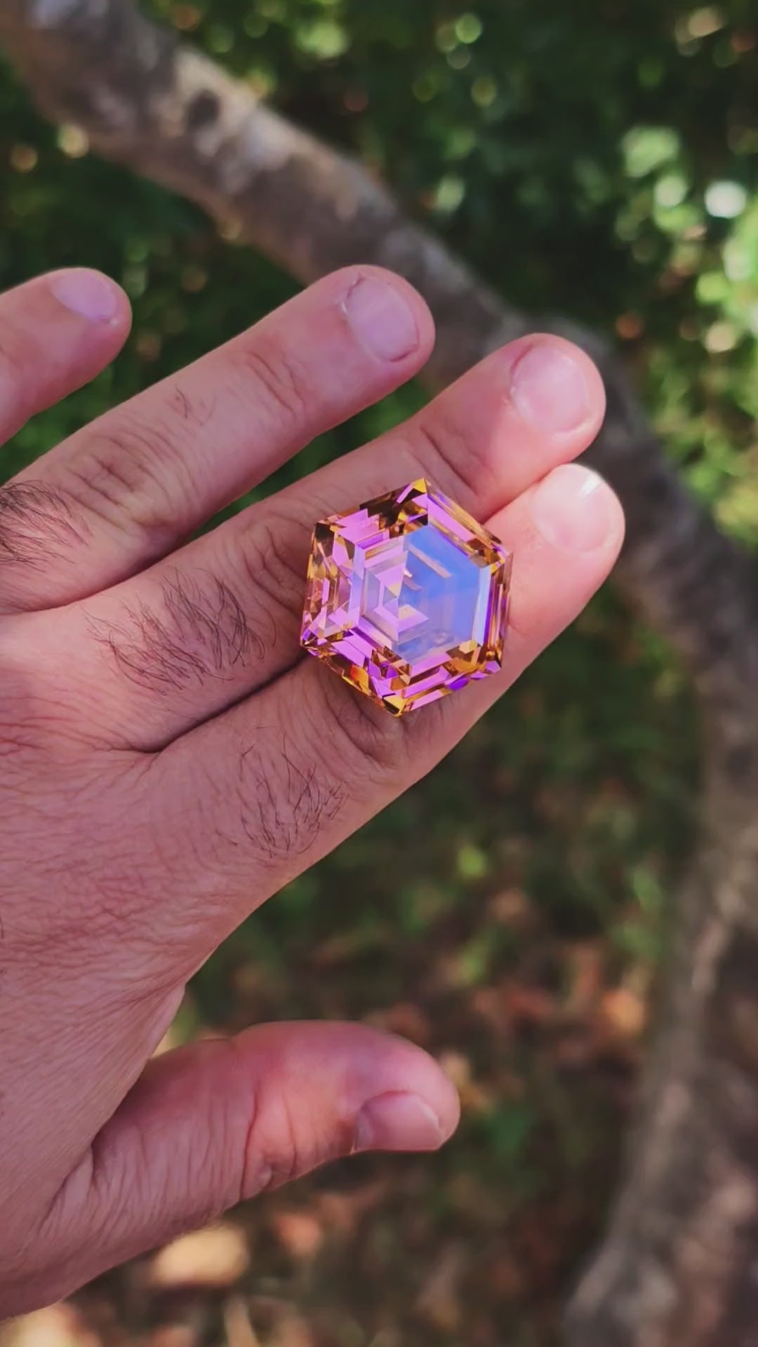 Padparadscha Erbium YAG, Hexagon Step Cut, 133.9 Carats