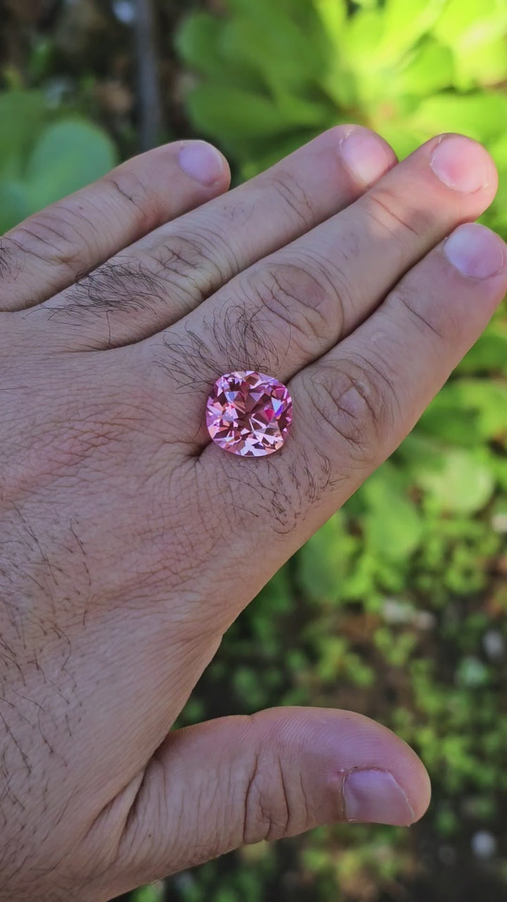 Light Pink Padparadscha Lab Sapphire, Antique Cushion Cut,  15.6 Carats