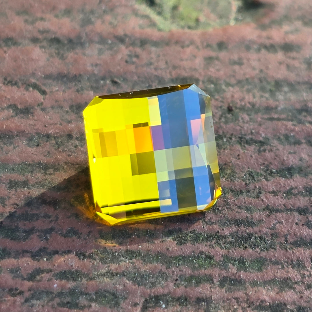 Golden Yellow Lab Sapphire, Pixel Square Cut, 6.14 Carats